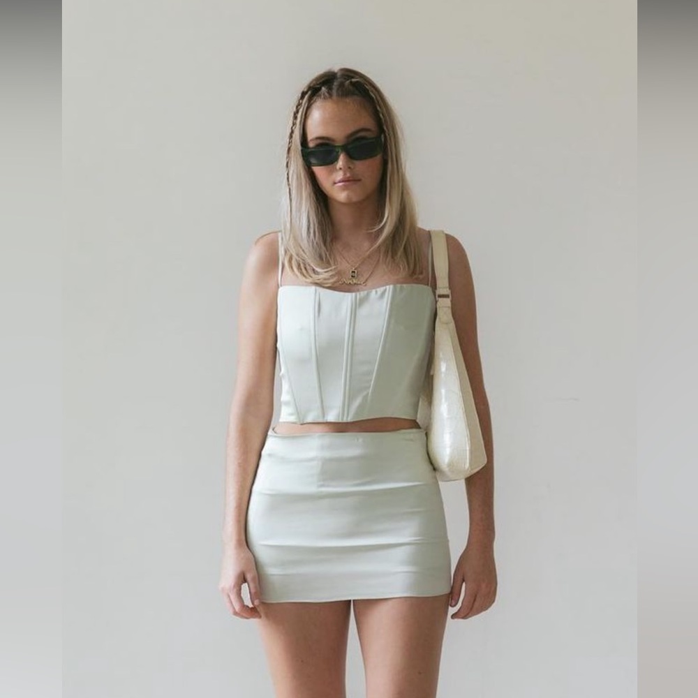 Silk Mini Skirt and Corset Matching Set